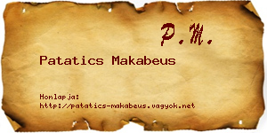 Patatics Makabeus névjegykártya